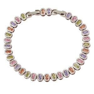 Platinum Plated Silver Tennis Bracelet Soft Crystal Hypoallergenic & Waterproof